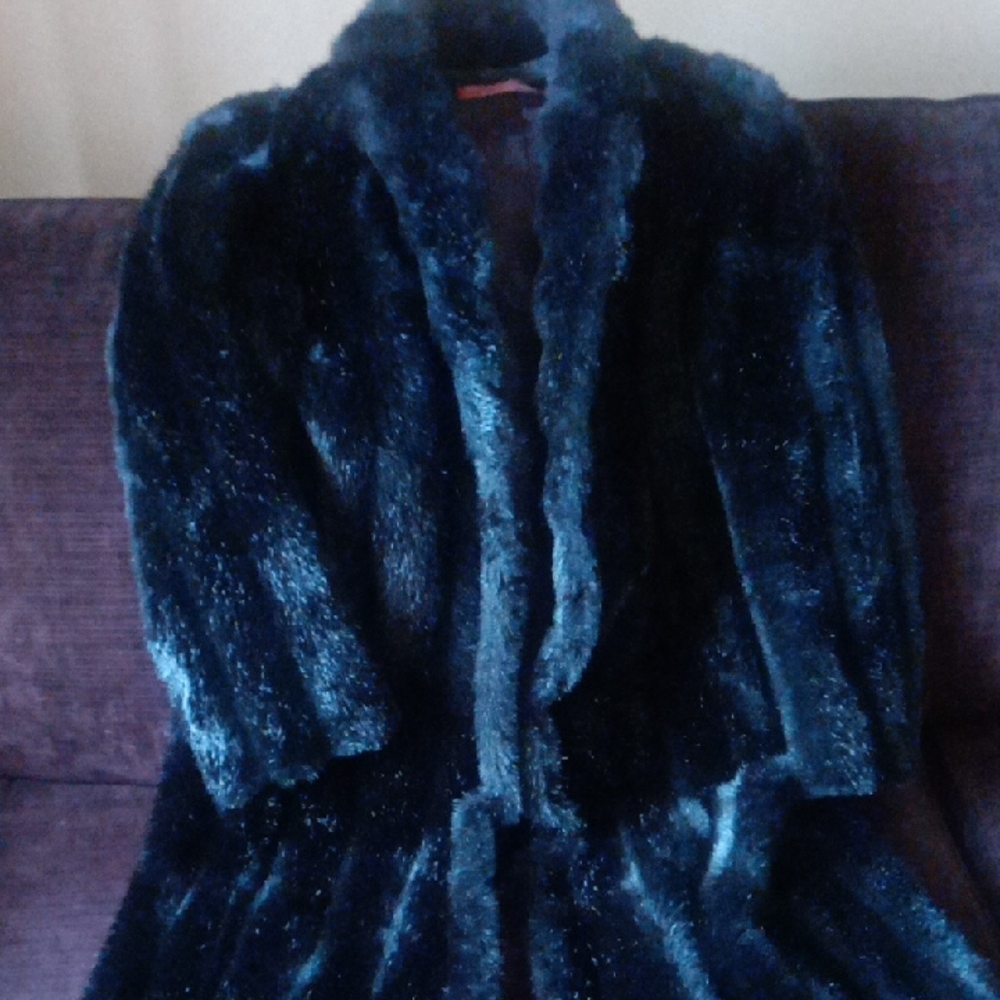 Elegant Black Faux Fur Coat